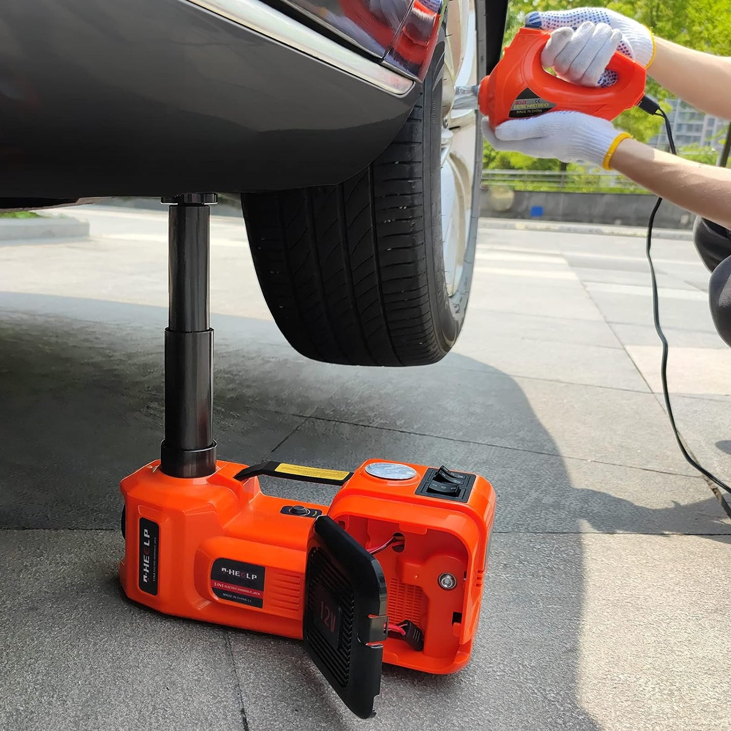 Electric Car Jack 5Ton 12V Kit Car Jack Hydraulic with Inflator Electric Jack for Car SUV Sedan MPV Change Tires Garage Repair Emergency Kit
