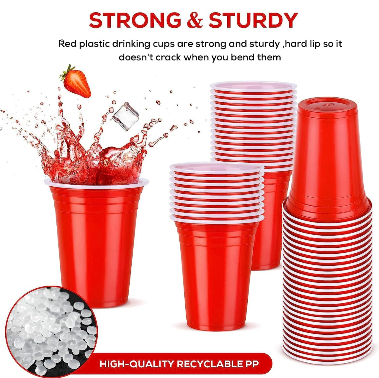 Reusable Plastic Party Cups Various Colours x 50pc