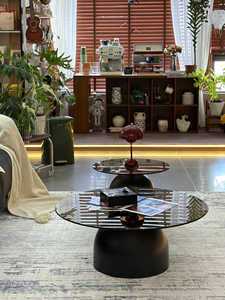 MFurn Nordic Modern Coffee Table with Sleek European-Style Design Clear Glass Top and Wood Panel for Living Rooms