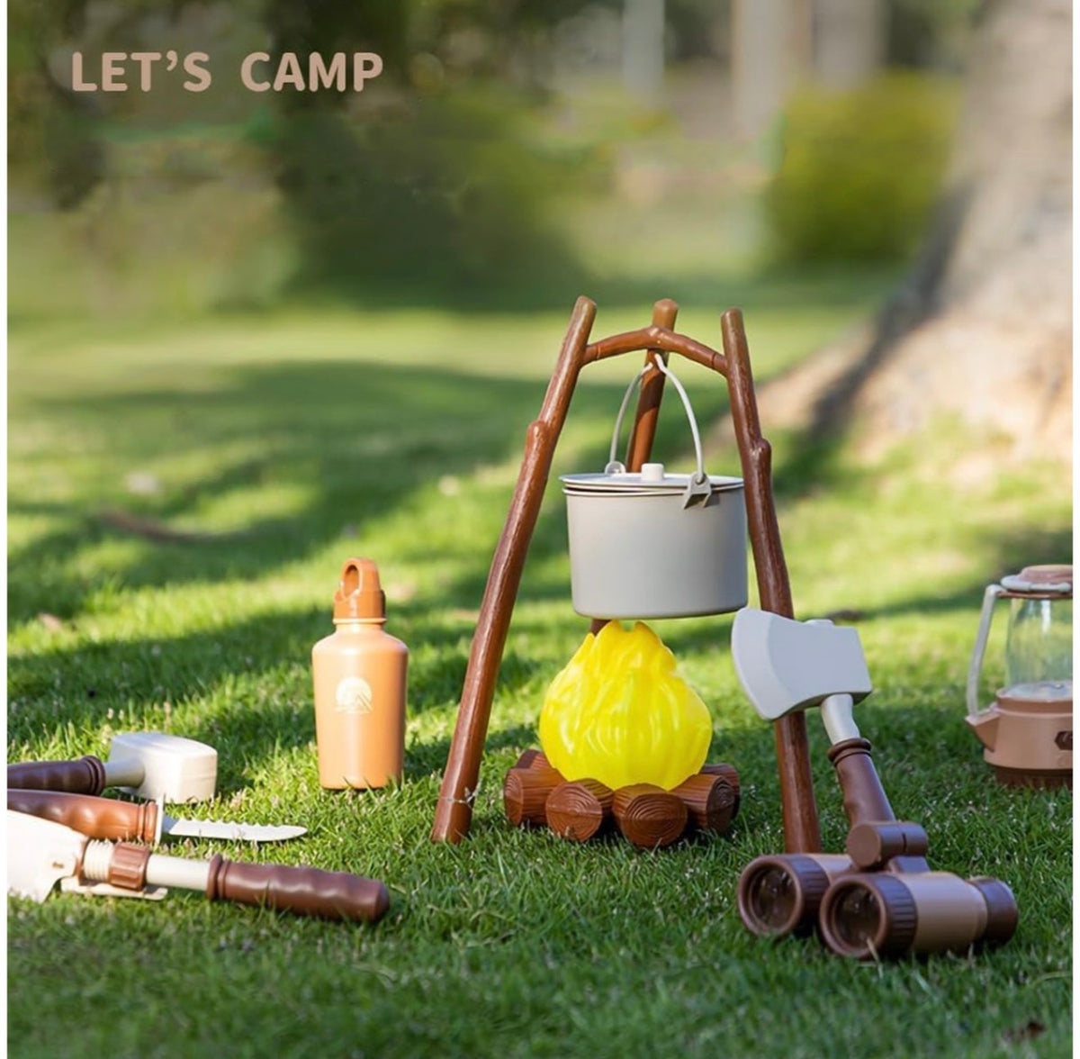 Pretend Play Camping Set Kids Outdoor Campfire Toy Camping Gear Toys for Children Picnic Utensils Toy Set Realistic Campfire Toy for Kids Outdoor Play Camping Toys Kids Camping Toy Set Pretend Play