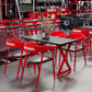 MFurn Monda 4 - Person Solid Industrial Wood Top Double Pedestal Dining Set-Various Colours Available. Only Available On Pre-Order