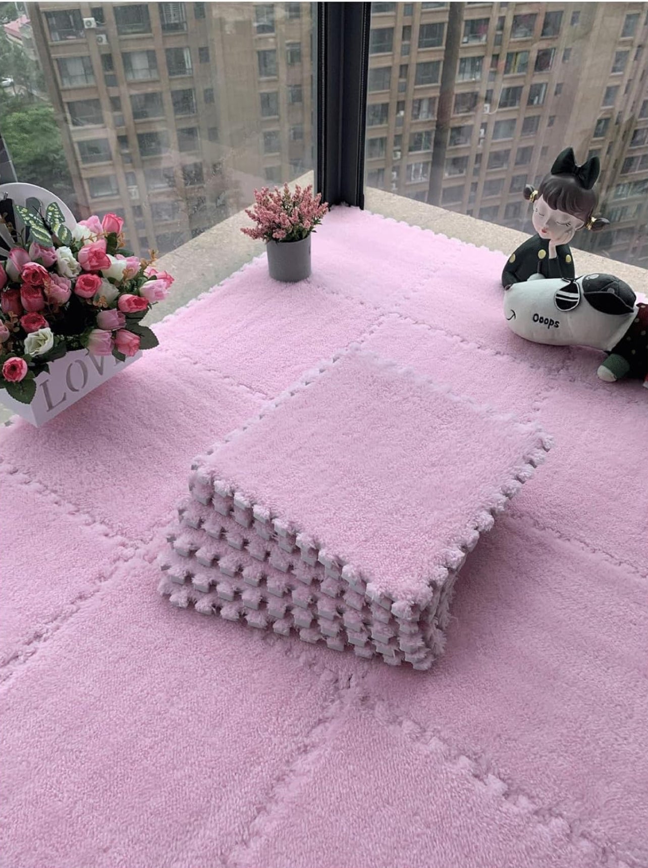 Plush Crawling Mat Interlocking EVA Foam Floor Tiles Puzzle Foam Mat Anti-Slip Carpet for Children's Play Area Baby Bedroom Pet Cage Home Decoration(10pack) - Various Colours