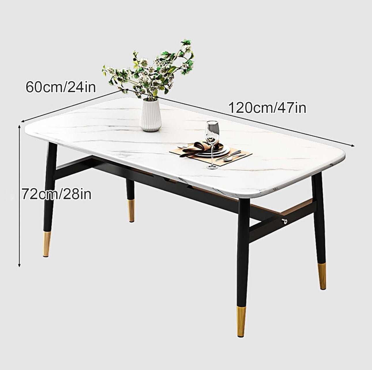 MFurn Modern Dining Table Set for 4 with Upholstered Chairs, Round Breakfast Table with Black Metal Legs ,Stylish Living Room Furniture-Available in Black or White Options