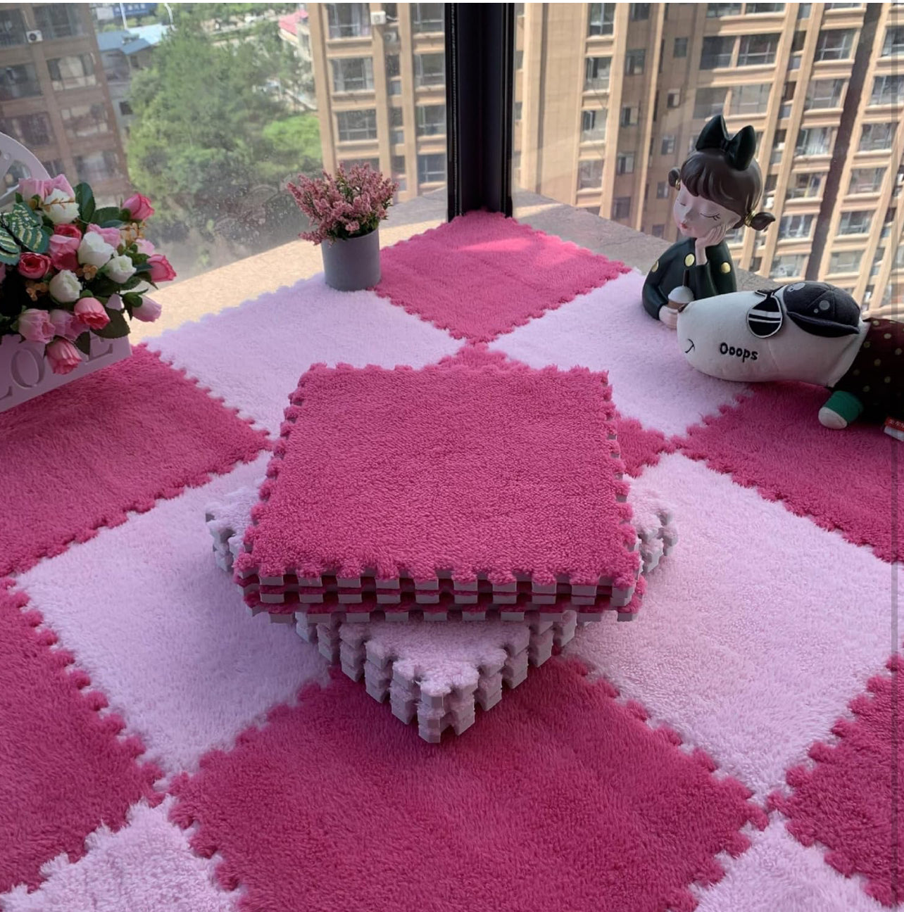 Plush Crawling Mat Interlocking EVA Foam Floor Tiles Puzzle Foam