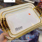 MHome Elegant Rectangular Tray Set 3PC – Melamine with Gold & Silver Trim