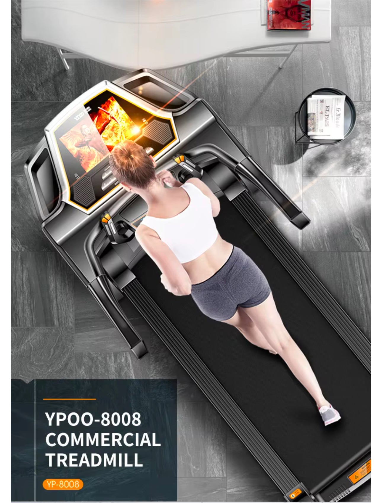 Pro-Sportz 8008 (F88) Semi-Commercial Folding Treadmill – 3.5HP Motor, 7” HD TFT Screen, Auto Incline &amp; Multifunction Training Kit