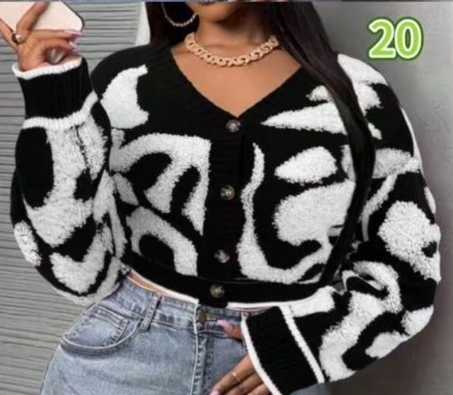 Ladies Long Sleeve Printed Cardigan-Various Colours