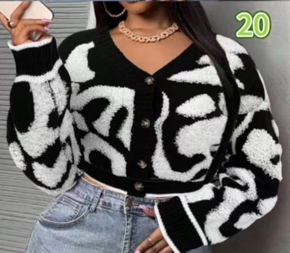 Ladies Long Sleeve Printed Cardigan-Various Colours