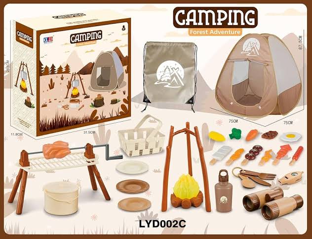 Pretend Play Camping Set Kids Outdoor Campfire Toy Camping Gear Toys for Children Picnic Utensils Toy Set Realistic Campfire Toy for Kids Outdoor Play Camping Toys Kids Camping Toy Set Pretend Play