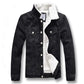 Casual Classic Denim Fleece Lined Jacket for Men ( Blue )