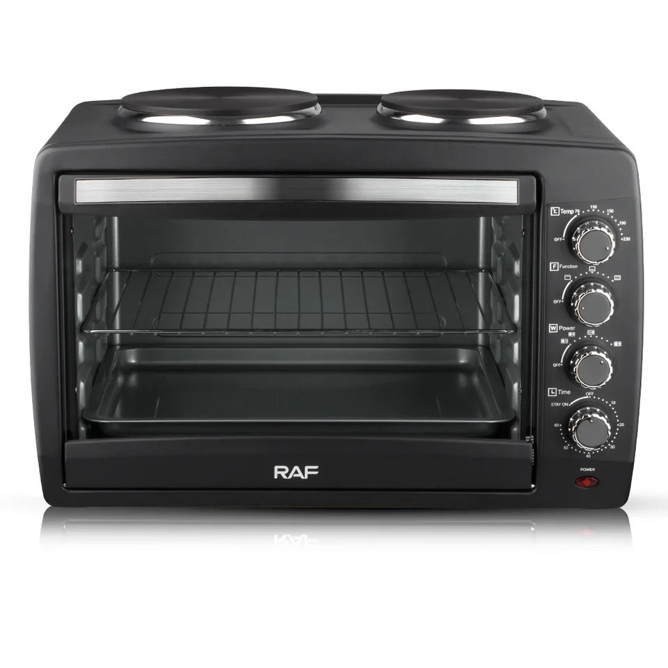 RAF 55L 2 in 1 Electric Oven with 2 Hotplates 1800w