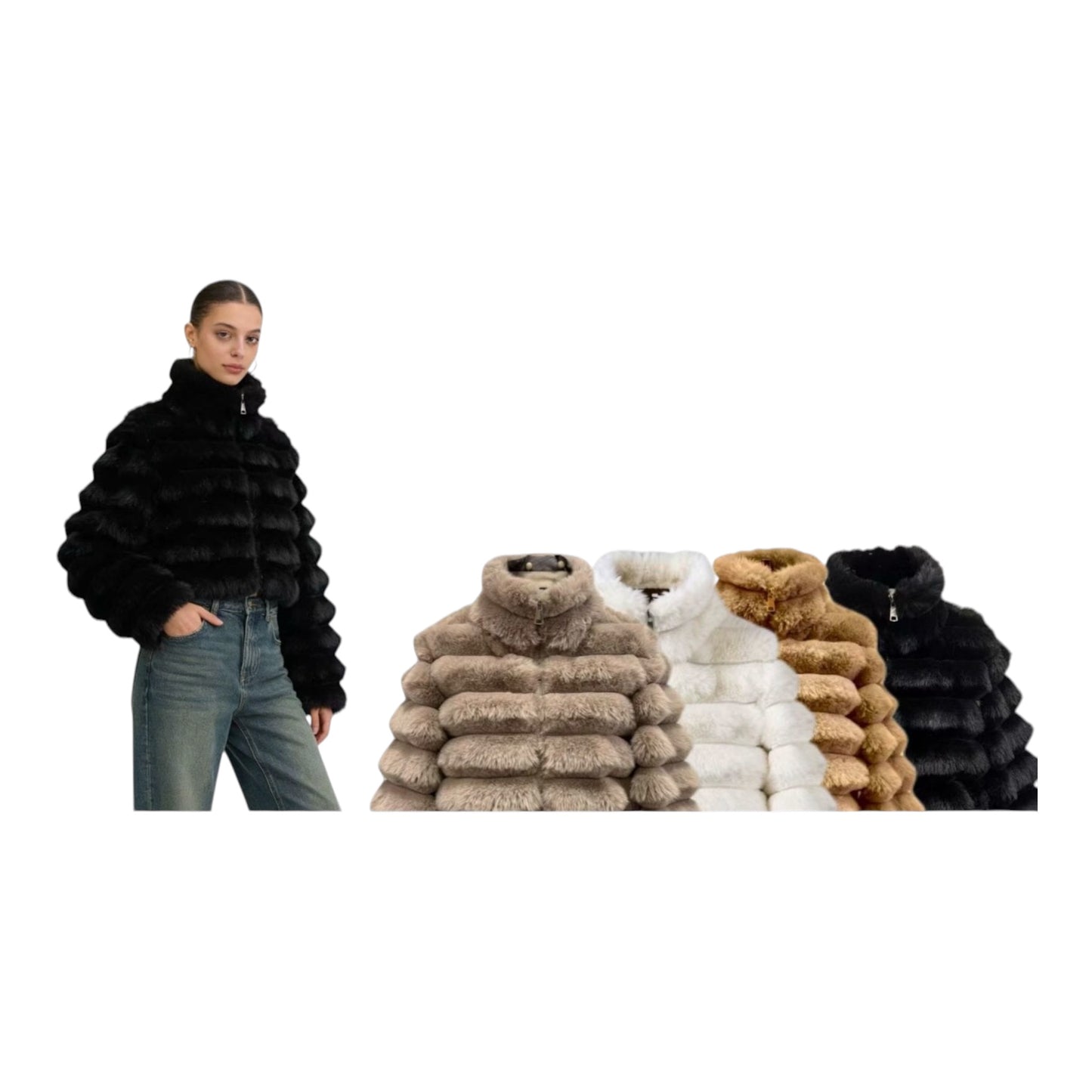 Ladies Quilted Faux Fur Jackets-Various Colours