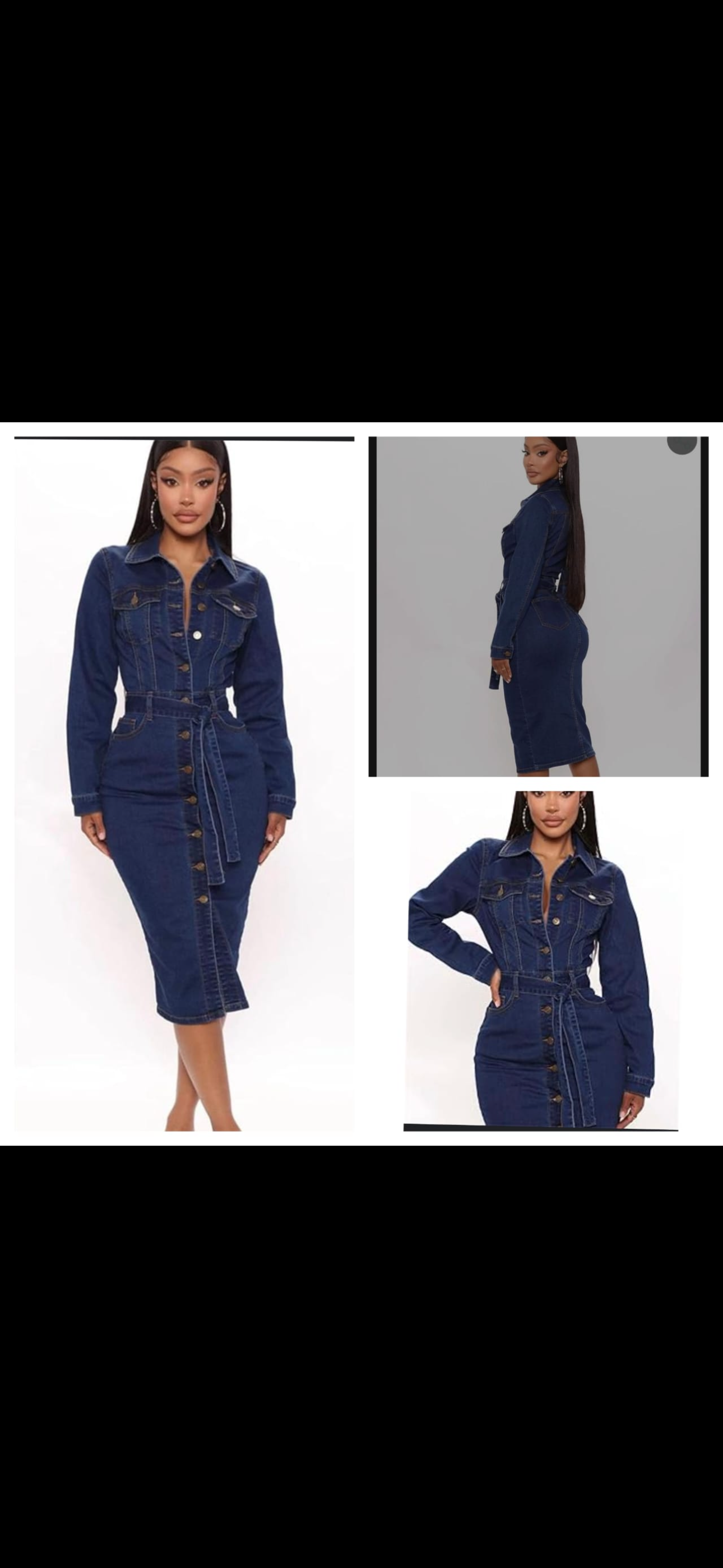 Ladies Vintage Blue Denim Dress Long Sleeved