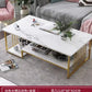 MFurn Modern Faux Marble Coffee Table – Dual-Layer Storage, Gold Frame
