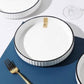 Dinner Plates Plates Household Ceramic Vertical Pattern Chinese Dinner Plate Set Creative Personalized Deep Soup Plate Microwaveable Salad Plates 6pc Set