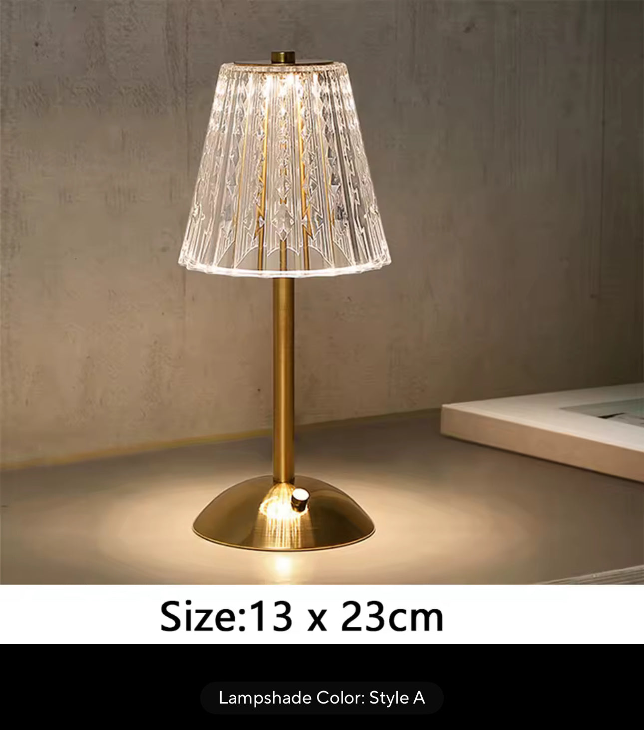 MTech Nordic Crystal Rechargeable Table Lamp LED Bar Lamp Touch Dimmable Golden Desk Lamp Living Room Bedroom-Various Options