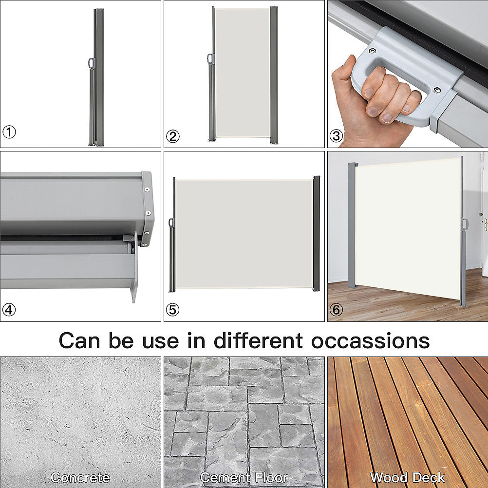 MHome Retractable Wind & Privacy Single Sided Screen-Available In 3 Colour Options