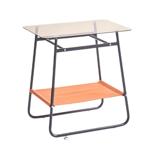 MFurn Scandinavian Glass Side Table 2-Tier Metal Frame