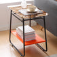 MFurn Scandinavian Glass Side Table 2-Tier Metal Frame