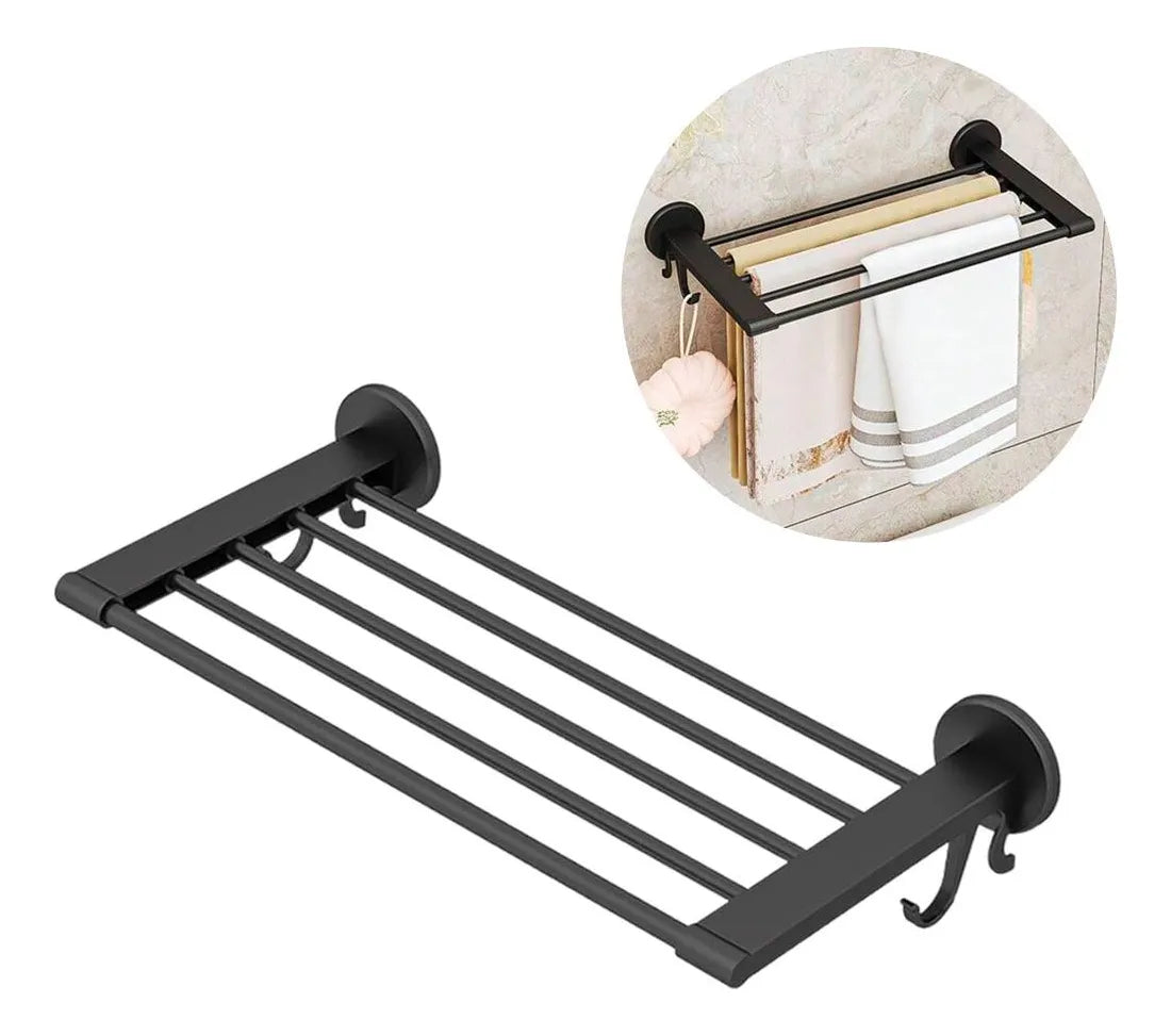 MHome Wall Mounted Shower Shelf & Towel Holder – No Drill Bathroom Organizer (46cm)