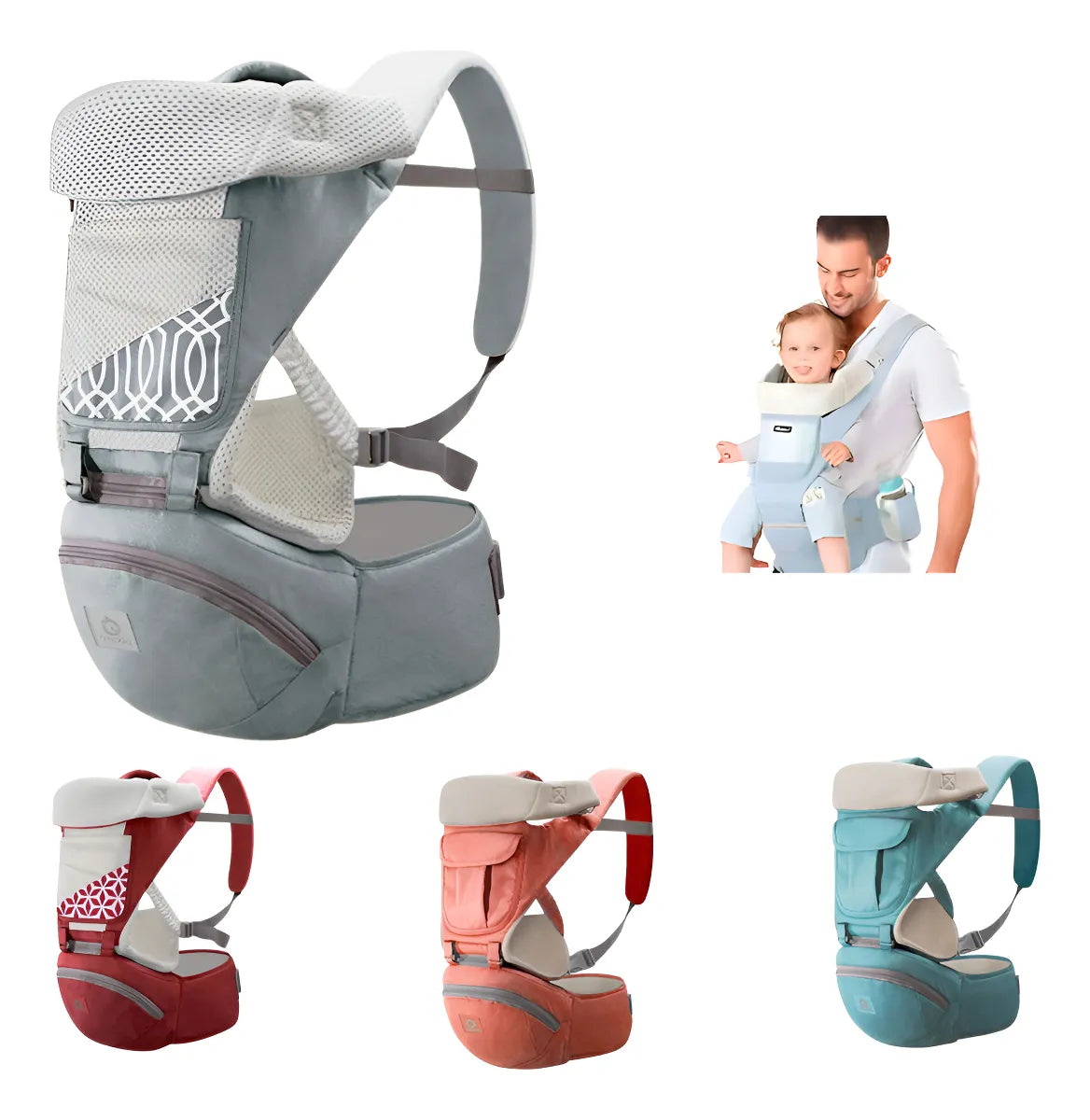 4-in-1 Ergonomic Baby Carrier with Hip Seat & Lumbar Support