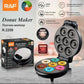 RAF 1000W Electric Donut Maker - 7-Slot Non-Stick Double-Sided Heating Mini Donut Machine