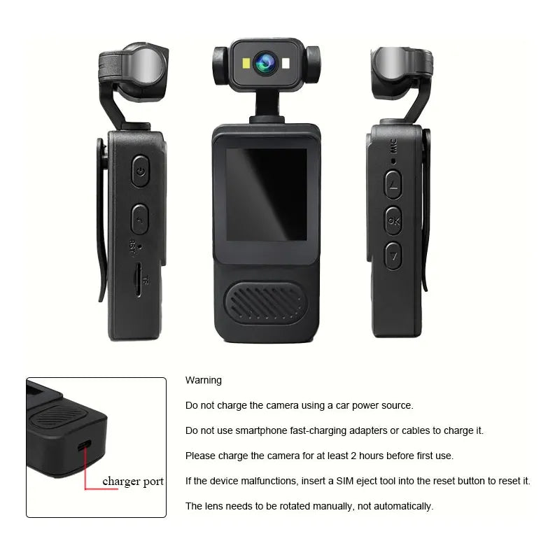 MTech 2K Portable Camera with 180° Rotating Lens – Full HD & 4K Recording