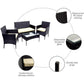 MFurn Tiny Inspired 4 Piece Rattan Garden Furniture Set With Cushions And Glass Table