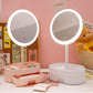 MHome Rechargeable LED Makeup Mirror, 16.5 cm Round, Adjustable Angle