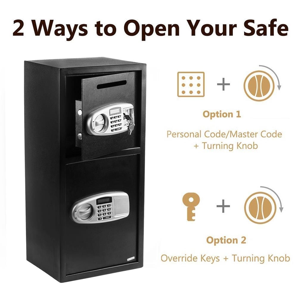 MHome Digital Double Door Safe Depository Drop Box – Office & Home Security Safe