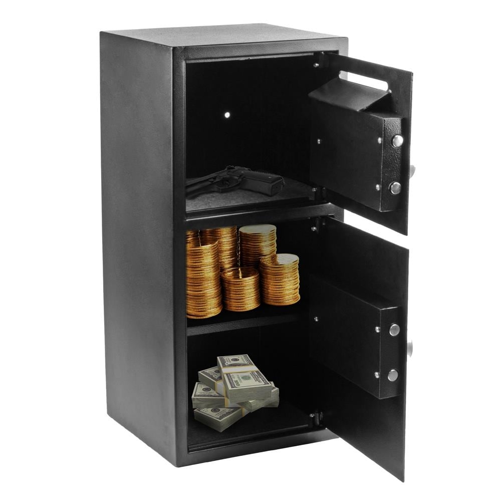 MHome Digital Double Door Safe Depository Drop Box – Office & Home Security Safe