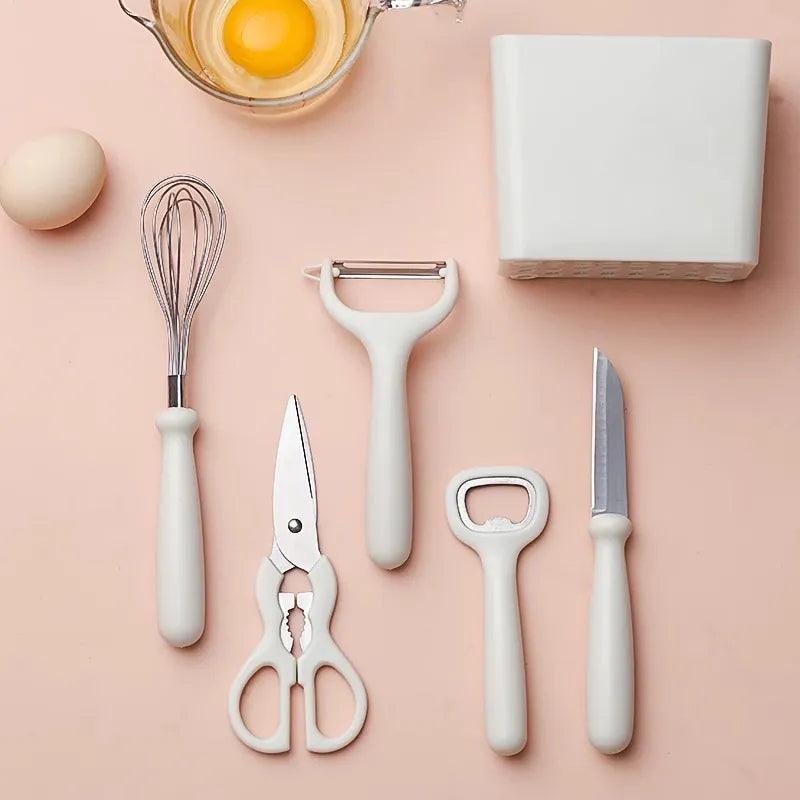 MHome 6-Piece Kitchen Utensil Set with Storage Caddy – Ergonomic Cooking Essentials