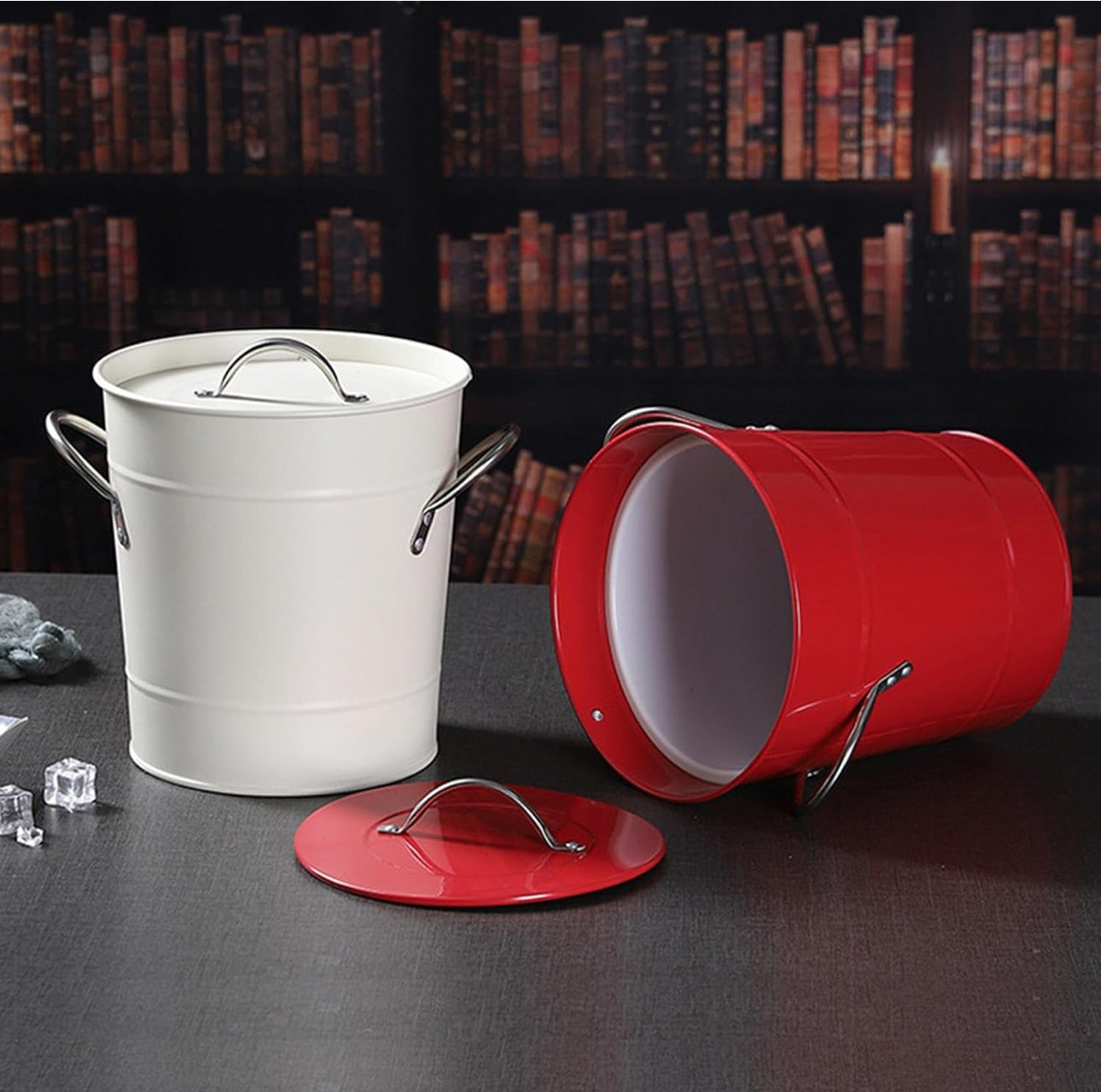MHome Retro Ice Bucket With Scoop & Lid -Various Colours