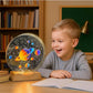 MTech 3D Acrylic Planets Crystal Ball Night Lamp With Wooden Base – USB LED Table Light