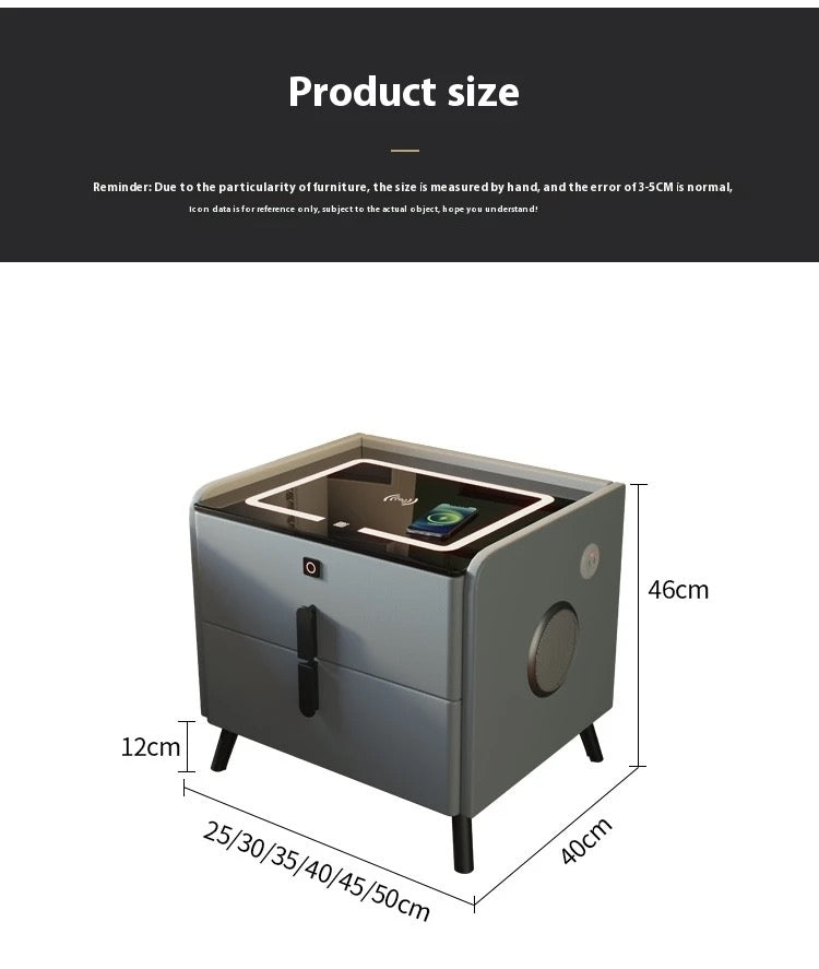 Smart Bedside Table BT, USB + LED +WIRELESS Charger - Various Colours