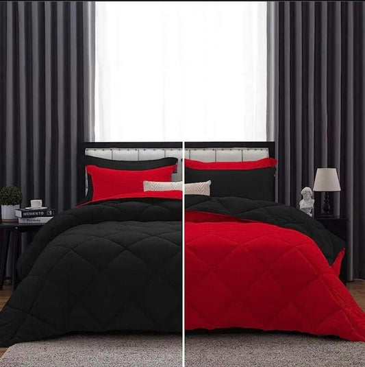 Downluxe Full Size Comforter Set - Red And Black Full Comforter - Soft Bedding Sets For All Seasons -3 Pieces Comforter Set Full | With 2 Reversible Pillow