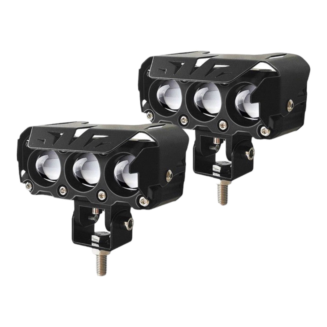 Motorcycle LED Spotlights High And Low Beams Two-Color Lens Headlights