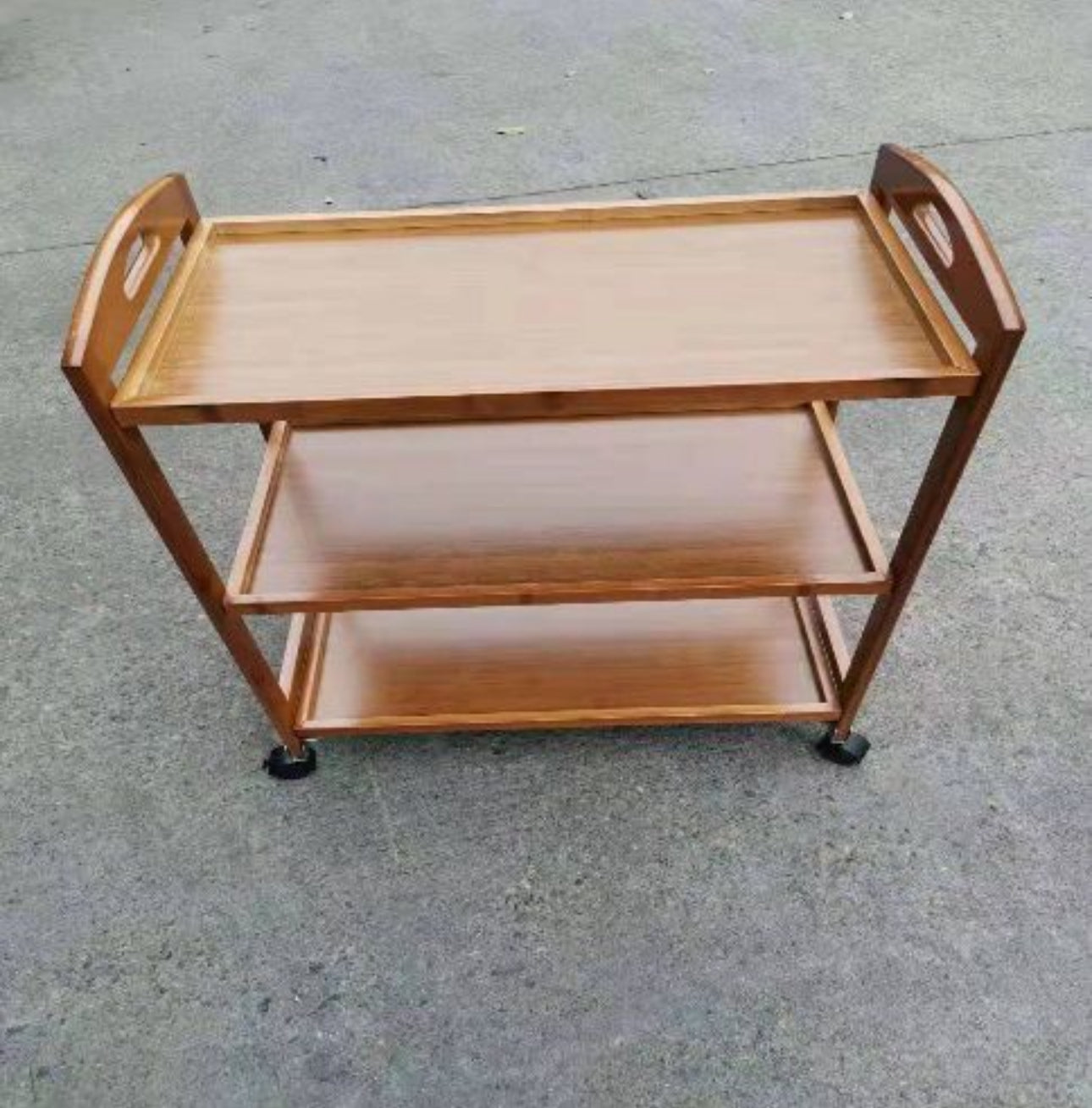 MFurn Bamboo Kitchen Trolley,3 Tier Kitchen Storage Rack Serving Trolley Island Cart with Rotating Wheels.