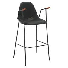 MFurn Mid Century Industrial Bar Stool with Footrest & Armrest Various Colours 2pc Set