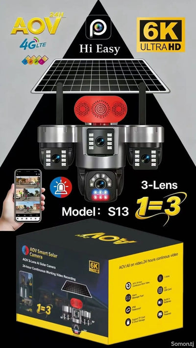 MHome Smart Solar Security Camera 3 Lens 6K