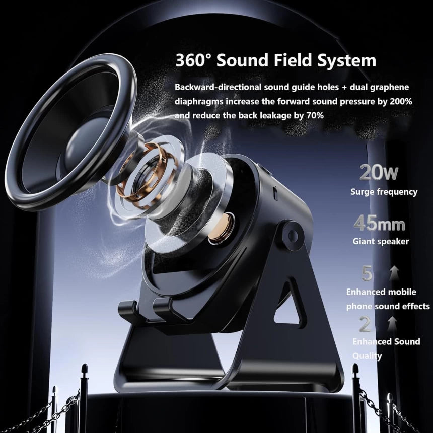 MTech Wireless Inductive Bluetooth Speaker, 4-in-1 RGB Lighting 360 Degree Rotating Phone Holder, Extra Long Standby Time, Support iOS and Android, Home Office