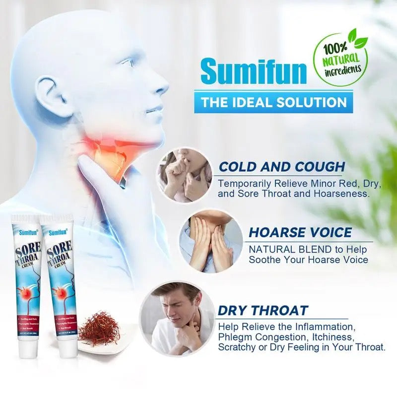 Sumifun Sore Throat Cream Cough Pharyngitis Medical Ointment Dry Itchy Neck Pain Relief Bad Breath Soothing Chinese Medicine - 20g