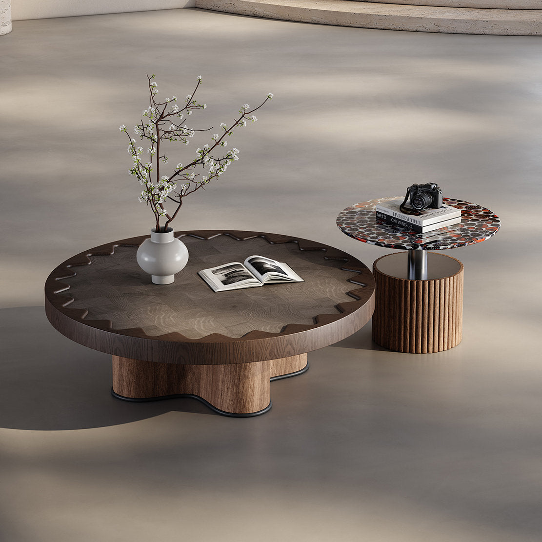 MFURN Simpson Mid-century Creative Coffee Table Set 2pc