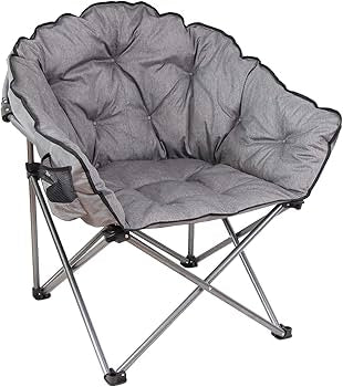 MFURN Padded Cushion Outdoor Folding Lounge Patio Club Chair, Gray
