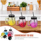 MHome Pineapple Mason Jars Sturdy Juice Glassware Gradient Glass 6pc set with Leak-Proof Lid and Straw Spill Proof Beverage Mugs Suitable for School and Work
