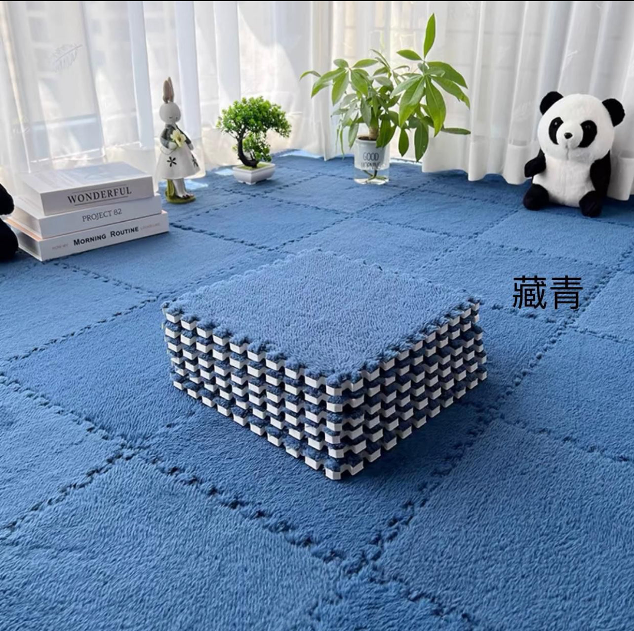 Plush Crawling Mat Interlocking EVA Foam Floor Tiles Puzzle Foam Mat Anti-Slip Carpet for Children's Play Area Baby Bedroom Pet Cage Home Decoration(10pack) - Various Colours