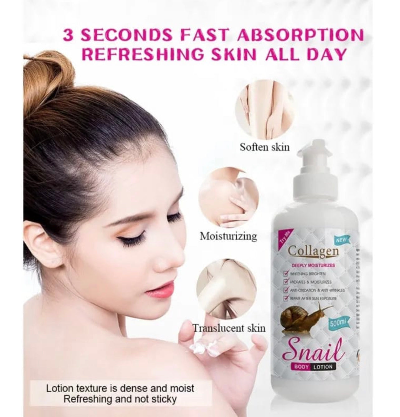 Anti Wrinkle Collagen Snail Skin Moisturizing Body Lotion 500ml