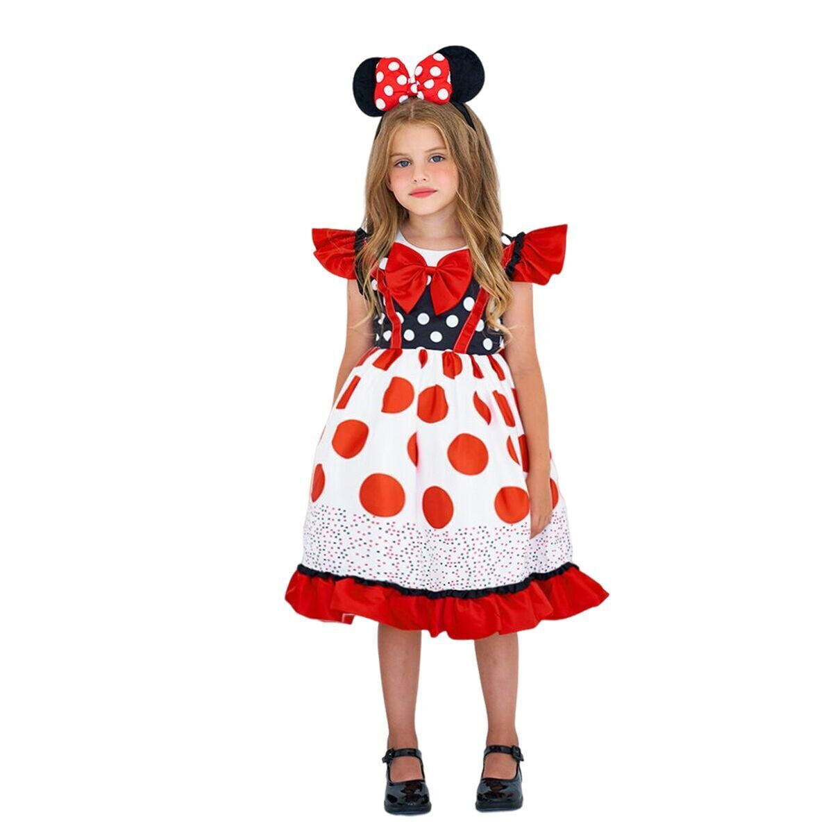 Girls Minnie Princess Dresses Mini Dress for Girls Minnie Costume Polka Dot Dress-Various Sizes