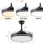 Modern Retractable Ceiling Fan Light-Black