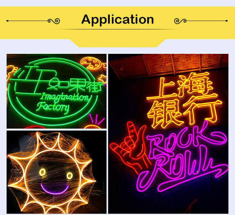 Neon Flexible Light Strip Rope Wall Bar Shop Open Sign 12Volt In/Outdoor Application- Various Colours 50M